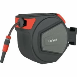 Budget 🤩 Dévidoir De Tuyau D'arrosage Mural Capvert - Enrouleur Automatique - Longueur Tuyau 15 M 🤩