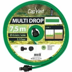 Nouveau 🔔 CAPVERT Tuyau D'arrosage Multi Drop Cap Vert - Longueur 7,5 M 👍