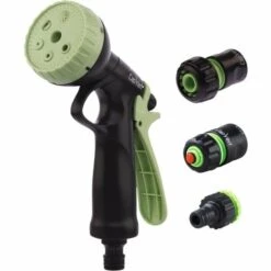 Sortie 😍 CAPVERT Kit Pistolet D'arrosage à Pomme ABS Et Raccord Cap Vert - Diamètre 19 Mm 💯